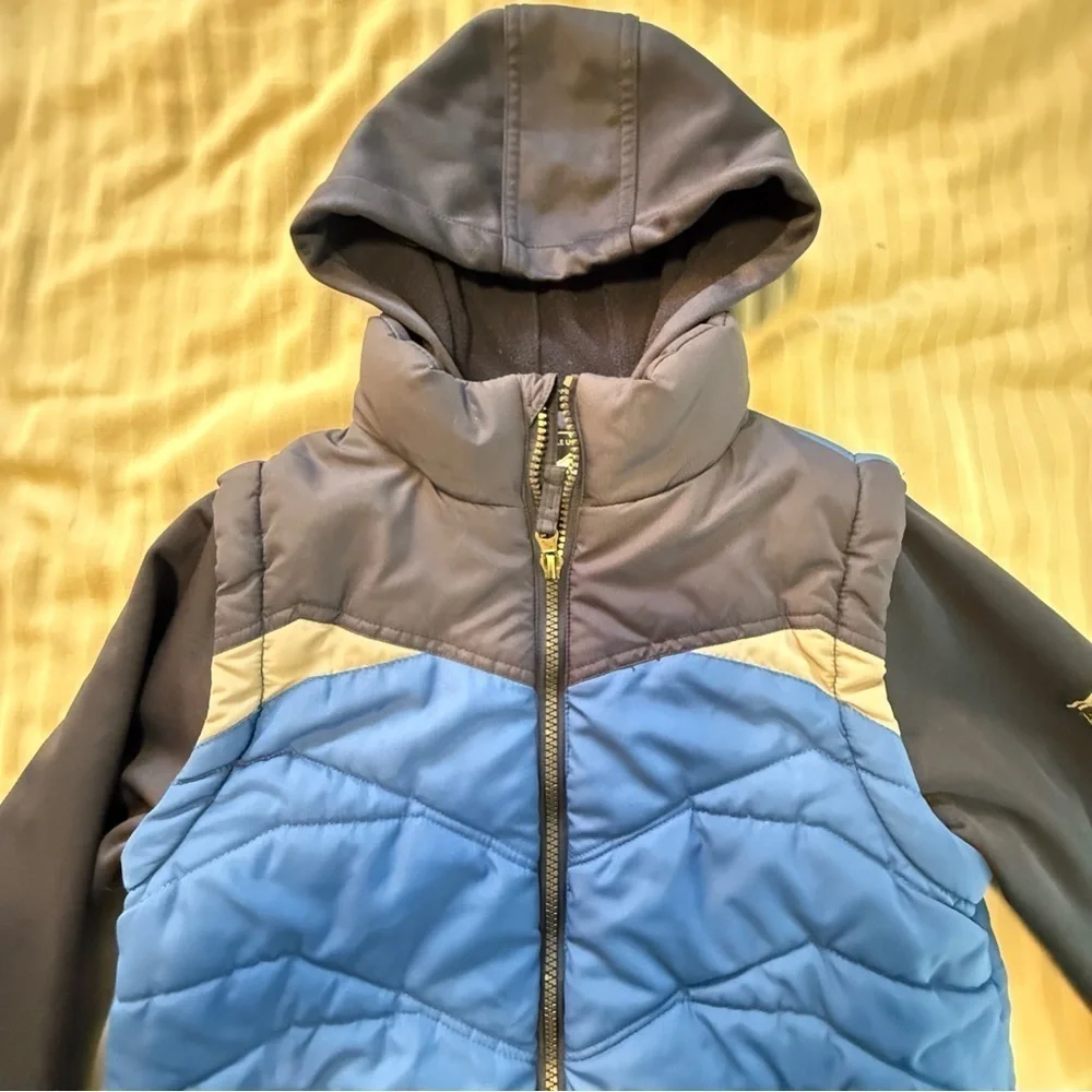 Blue and Gray Hooded Jacket